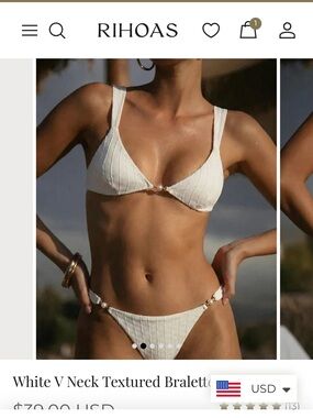 RIHOAS White V-Neck Textured Bikini NWT